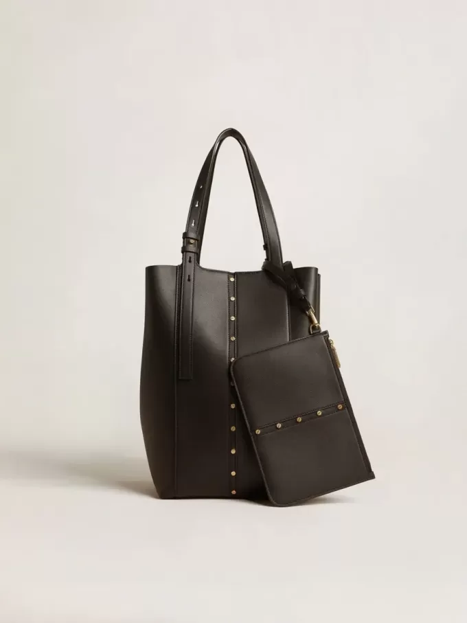 24/7 Bag North South i svart läder med justerbara handtag