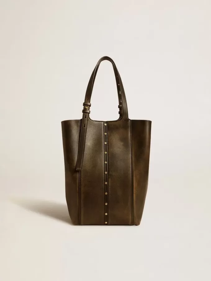 24/7 Bag North South i svart slitet läder med justerbara handtag