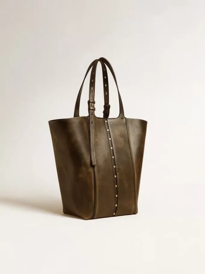 24/7 Bag North South i svart slitet läder med justerbara handtag