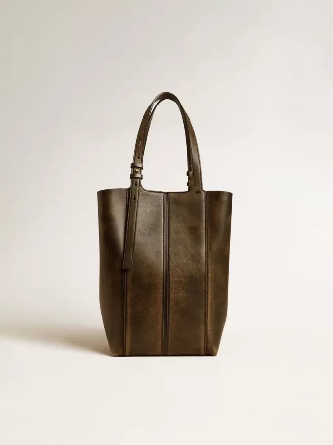 24/7 Bag North South i svart slitet läder med justerbara handtag