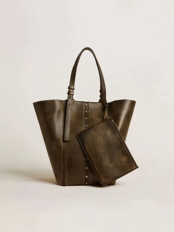 24/7 Bag North South i svart slitet läder med justerbara handtag