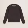 Antracitgrå sweatshirt för dam med kristaller