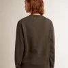 Antracitgrå sweatshirt för dam med kristaller