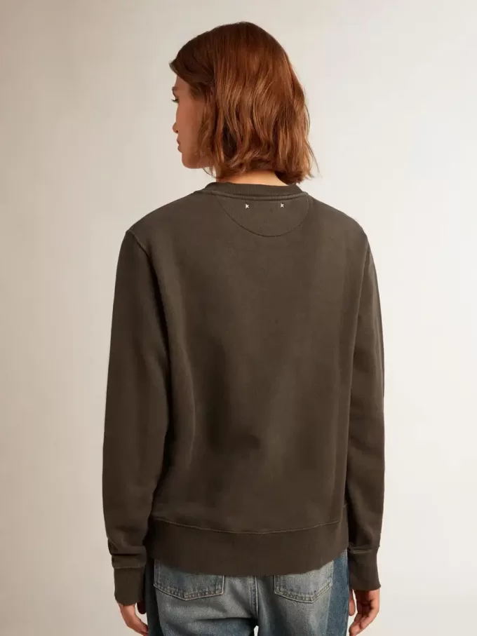 Antracitgrå sweatshirt för dam med kristaller