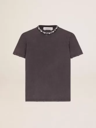 Antracitgrå T-shirt för dam med kristaller