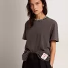 Antracitgrå T-shirt för dam med kristaller