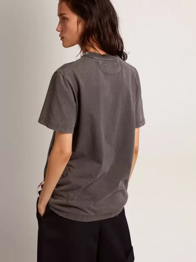 Antracitgrå T-shirt för dam med kristaller