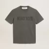 Antracitgrå T-shirt för herr med slitna detaljer
