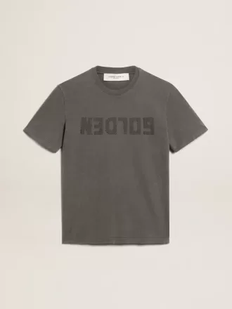 Antracitgrå T-shirt för herr med slitna detaljer