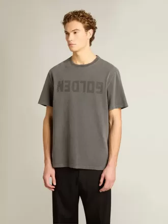 Antracitgrå T-shirt för herr med slitna detaljer