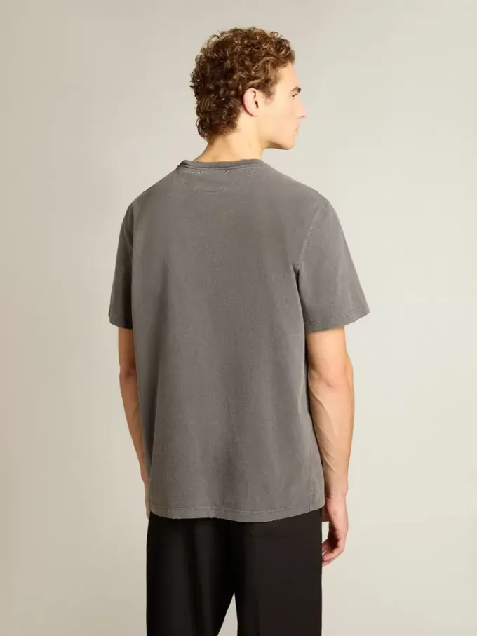 Antracitgrå T-shirt för herr med slitna detaljer