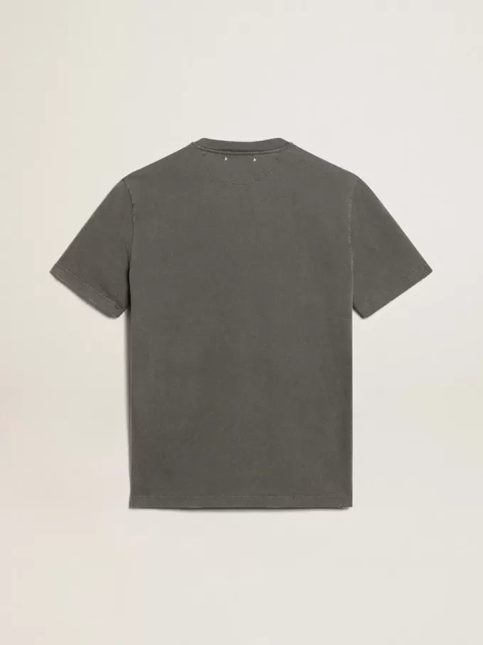 Antracitgrå T-shirt för herr med slitna detaljer