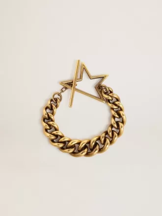 Armband i antikguld med avtagande kedja och stjärnformat lås Armband i antikguld med avtagande kedja och stjärnformat lås