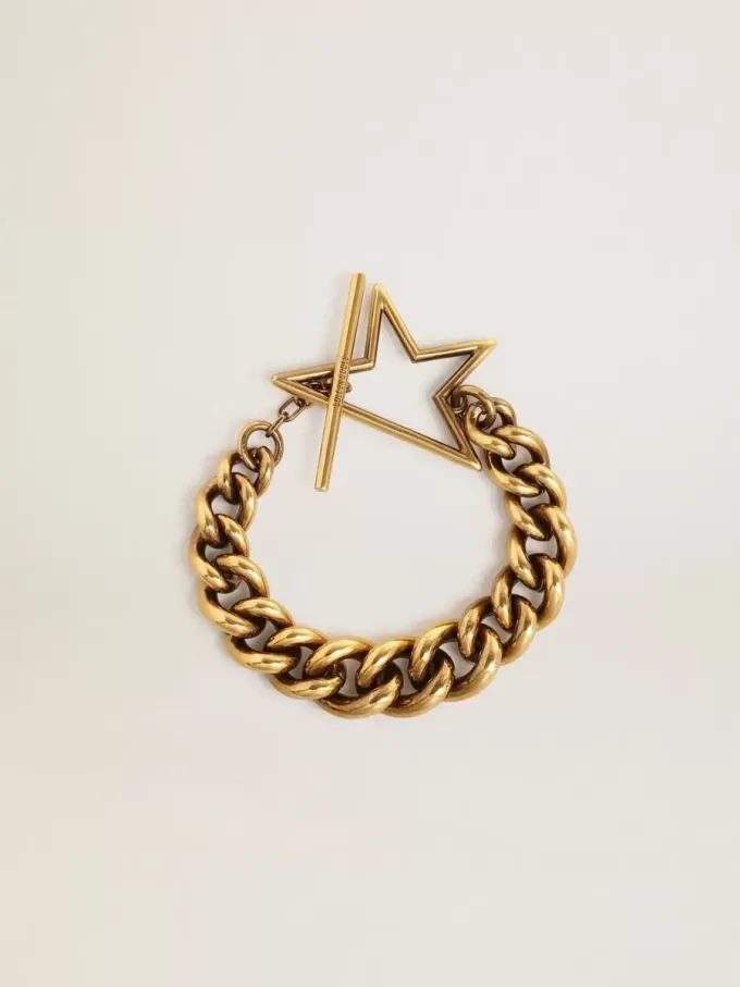 Armband i antikguld med avtagande kedja och stjärnformat lås