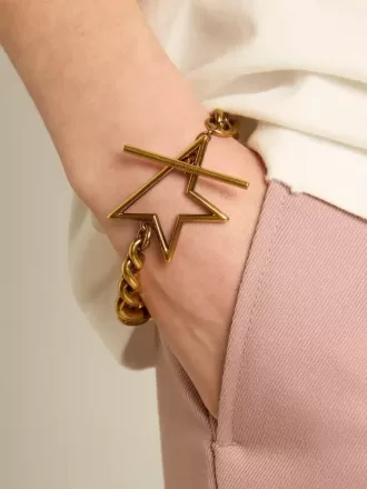 Armband i antikguld med avtagande kedja och stjärnformat lås Armband i antikguld med avtagande kedja och stjärnformat lås
