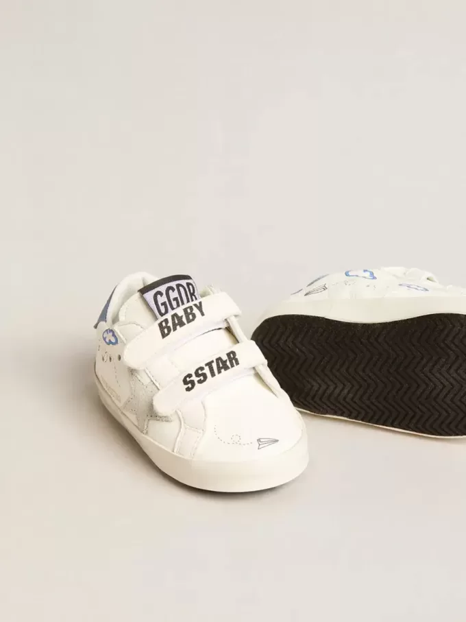 Baby Old School med stjärna i mocka och ljusblå läderflik på hälen Baby Old School med stjärna i mocka och ljusblå läderflik på hälen