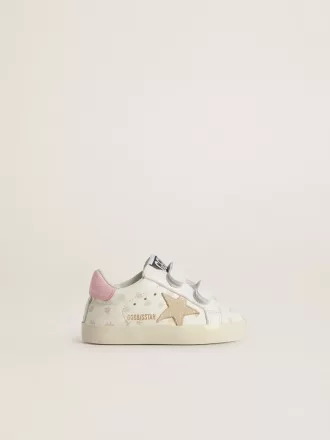 Baby School i nappa med rosa blommotiv och beige mockastjärna