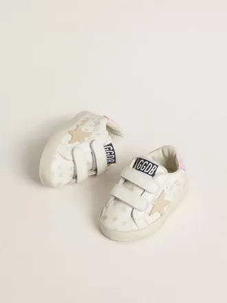 Baby School i nappa med rosa blommotiv och beige mockastjärna