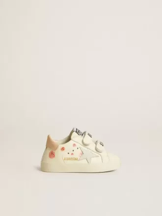 Baby School i nappaläder med rosa rosmotiv och vit mockastjärna
