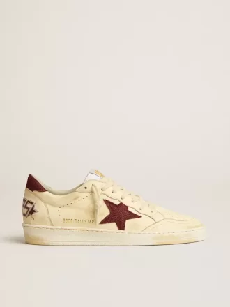 Ball Star för herr i beige nappa med burgundy mesh-stjärna och hälflik
