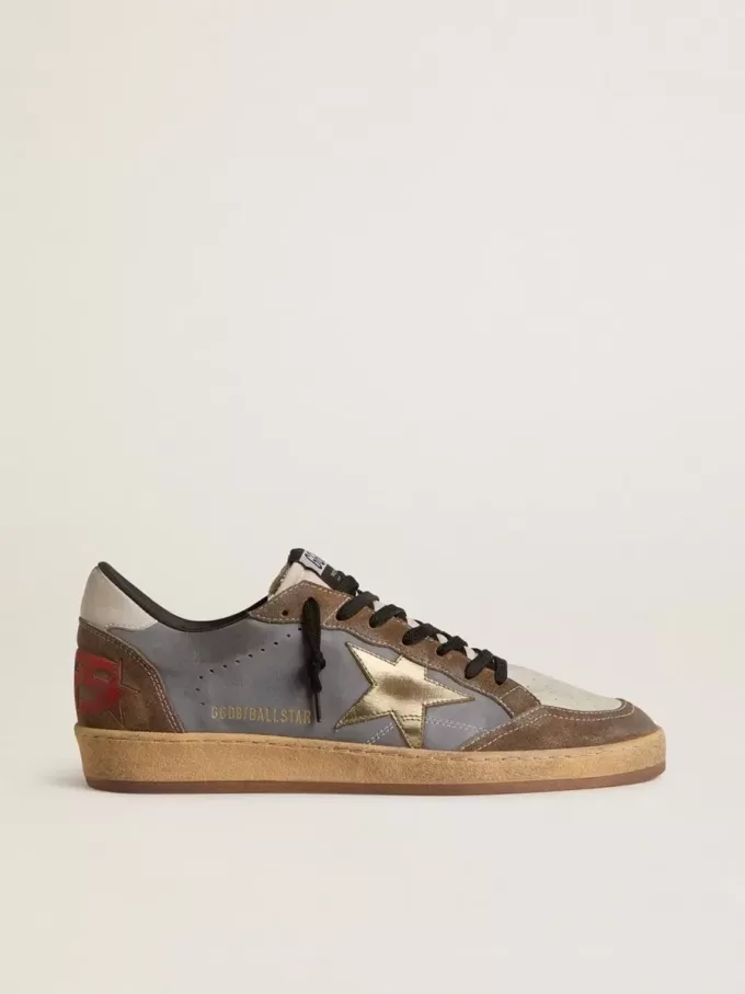Ball Star för herr i nubuck och mocka med guldmetallisk stjärna Ball Star för herr i nubuck och mocka med guldmetallisk stjärna