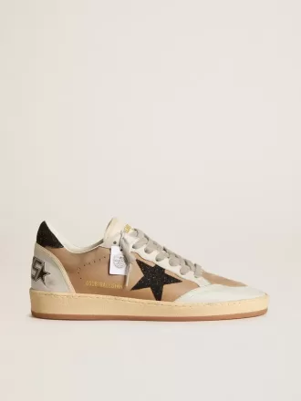 Ball Star i beige nubuck och nappa med svart Swarovski-kristallstjärna