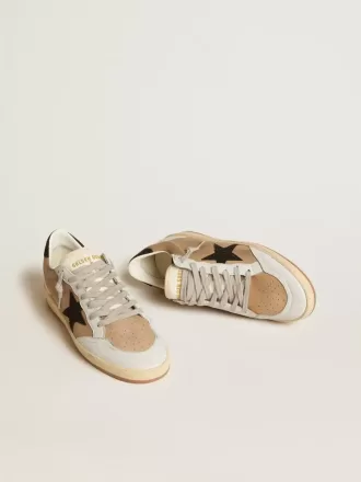 Ball Star i beige nubuck och nappa med svart Swarovski-kristallstjärna