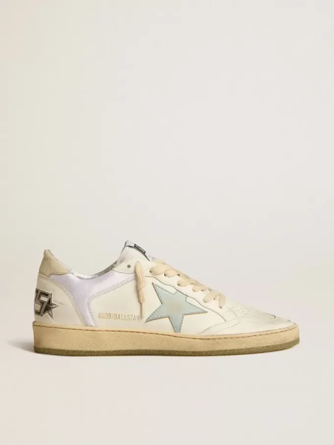 Ball Star i nylon och läder med rosa och ljusblå stjärna och beige hälflik Ball Star i nylon och läder med rosa och ljusblå stjärna och beige hälflik