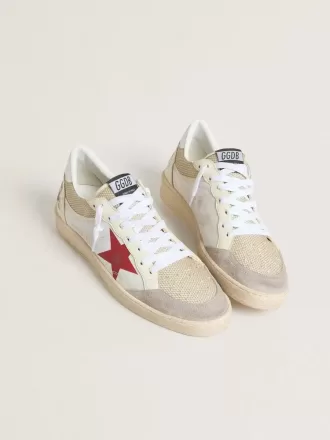 Ball Star i nylon och vitt mesh med röd nylonstjärna och vit läderflik på hälen