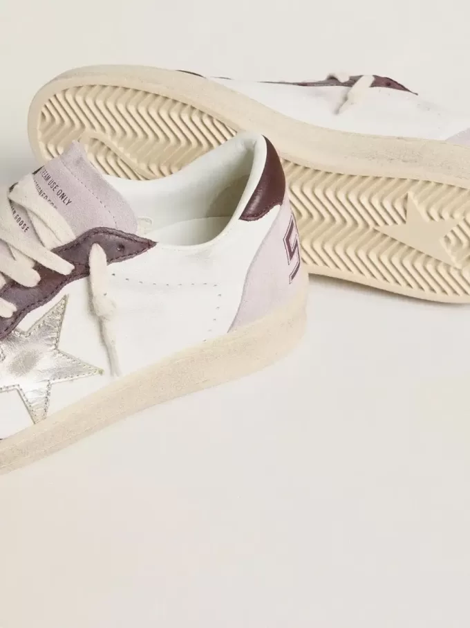 Ball Star LTD för dam i nappa med platinafolierad läderstjärna och burgundy nubuckläderhälflik Ball Star LTD för dam i nappa med platinafolierad läderstjärna och burgundy nubuckläderhälflik