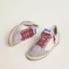 Ball Star LTD för damer i lila nylon med vit läderstjärna och insatser i mocka Ball Star LTD för damer i lila nylon med vit läderstjärna och insatser i mocka
