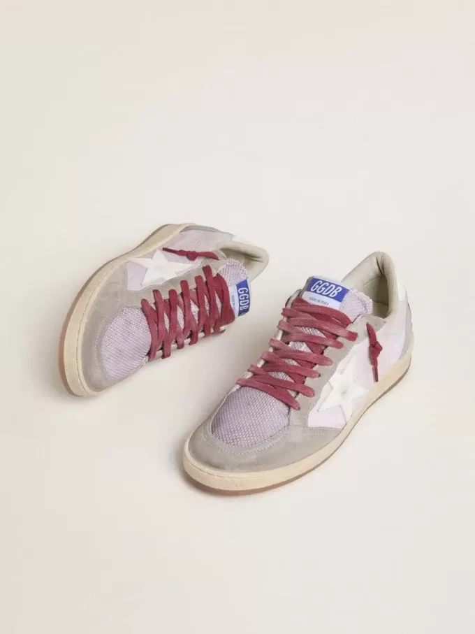 Ball Star LTD för damer i lila nylon med vit läderstjärna och insatser i mocka Ball Star LTD för damer i lila nylon med vit läderstjärna och insatser i mocka