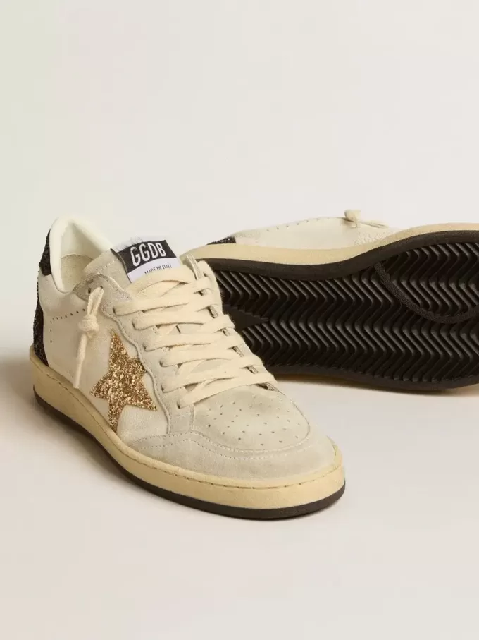 Ball Star LTD för damer i nappa och mocka med glitterstjärna och svart hälflik Ball Star LTD för damer i nappa och mocka med glitterstjärna och svart hälflik