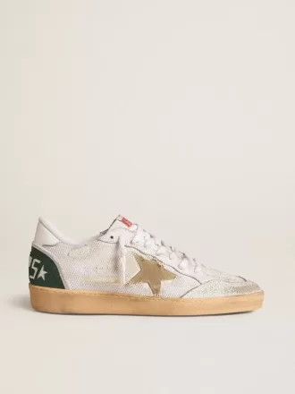 Ball Star LTD i vitt krackelerat läder och mesh med stjärna i mocka