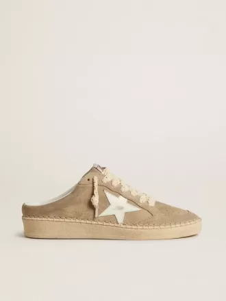 Ball Star Sabot för damer i beige mocka med vit läderstjärna