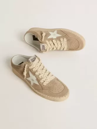 Ball Star Sabot för damer i beige mocka med vit läderstjärna