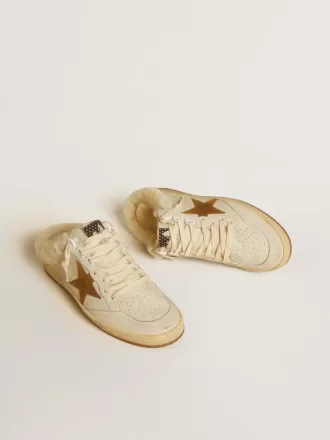 Ball Star Sabots i läder med mocka-stjärna och beige shearlingfoder
