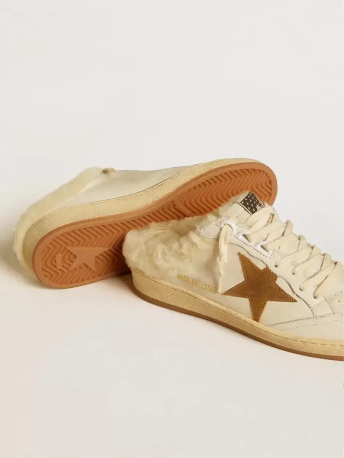 Ball Star Sabots i läder med mocka-stjärna och beige shearlingfoder
