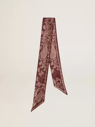 Band i burgundy silk twill med paisleymönster