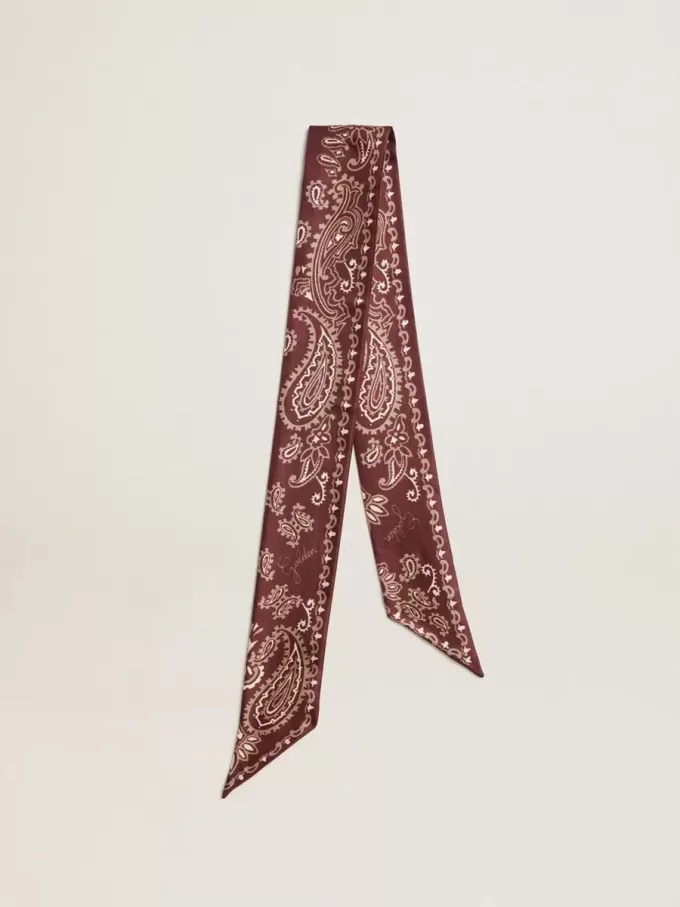 Band i burgundy silk twill med paisleymönster