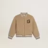 Beige bomberjacka i fleece för barn