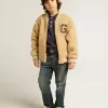 Beige bomberjacka i fleece för barn