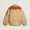 Beige bomberjacka med läder- och patchdetaljer