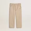 Beige bomullsbyxor för flickor med broderi Beige bomullsbyxor för flickor med broderi