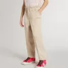 Beige bomullsbyxor för flickor med broderi Beige bomullsbyxor för flickor med broderi