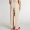 Beige bomullsbyxor för flickor med broderi Beige bomullsbyxor för flickor med broderi