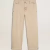 Beige chinos för herr med sliten look