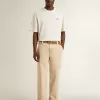 Beige chinos för herr med sliten look