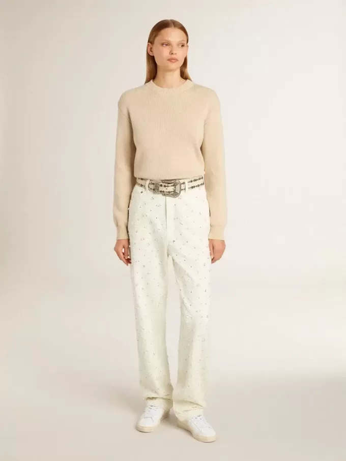 Beige damtröja med texten ”Golden” på ryggen Beige damtröja med texten ”Golden” på ryggen