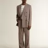 Beige dubbelknäppt blazer i ullblandning för herr Beige dubbelknäppt blazer i ullblandning för herr